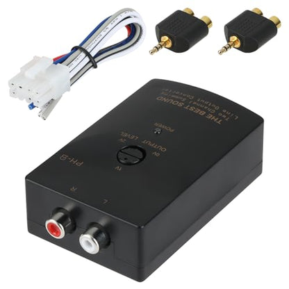 2-Channel Car Audio RCA Line Output Converter, High to Low Converter for Adding Amplifier Subwoofer, Hi Low RCA Conversion Device Adapter for Stock Stereo Aftermarket Head Unit Systems