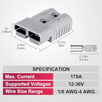 Spurtar 175A Battery Quick Connect/Disconnect, 2 Pack, 1/0 AWG, Gray - color: Gray, size: 175A(2 Pack)