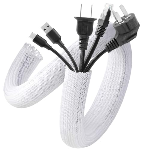 AGPTEK Cable Sleeve, 20ft - 1 inch Cable Management Cord Hider, White - color: White, size: 1"-20ft