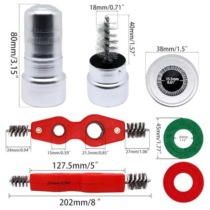 Battery Terminal Cleaner Kit, Battery Terminal Brush & 4 in 1 Copper Tubing Brush & 2pcs Anti-Corrosion Fiber Washers - color: Silver & Red -6pcs Set