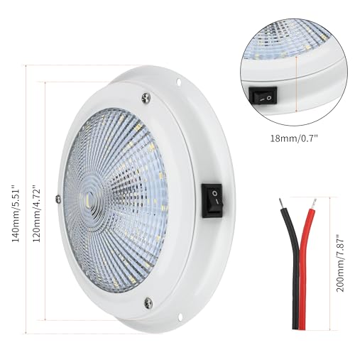 RVZONE 12V Marine Dome Light, 5.5" Stainless Steel LED Boat Cabin Light - size: 5.5 Inch White base/White Light