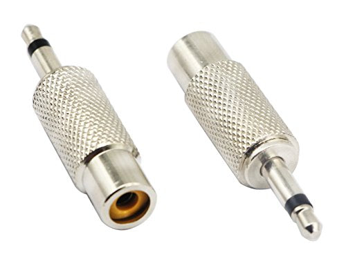 RCA to 3.5MM Audio TS Adapter 3.5mm 1/8" Mono Plug Male to RCA Female Jack Adaptor Connector（Silver (2 Packs, 2-Pole) - color: 2 Packs, 2-Pole