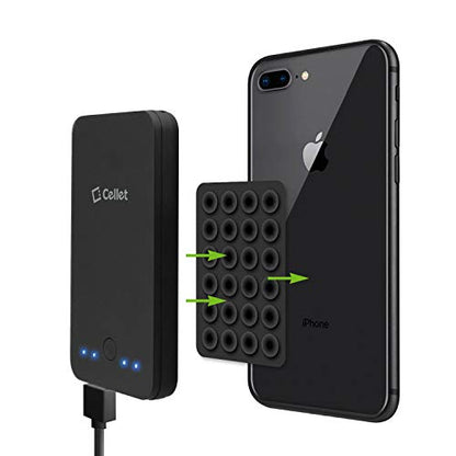Cellet Multipurpose Mini Suction Cup Mat – 5 Pack | Strong 3M Adhesive | Dashboard, Phone, Battery Pack Holder | Compact 2.3" x 3.3" Grip Pads for Car, Home, & Travel