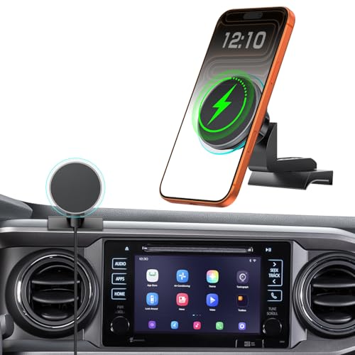 Magnetic Phone Mount with 15W Fast Charging for Toyota Tacoma 2016–2023, 22 Strong Magnets, Rock-Solid Hold on Rough Roads - style: Magnetic Charging
