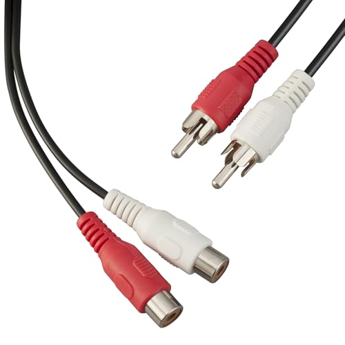 TENINYU 12 Feet AV Extension Cable RCA Stereo Audio Cable, 2RCA Male to 2RCA Female Audio Extension Cable Red/White Connectors 12FT - size: 12FT