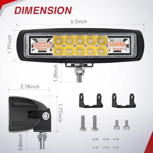 Nilight LED Light Pods 2PCS 6 Inch 60W Amber White 3 Lighting Modes - color: 60W Led Pods 2Pcs Amber White