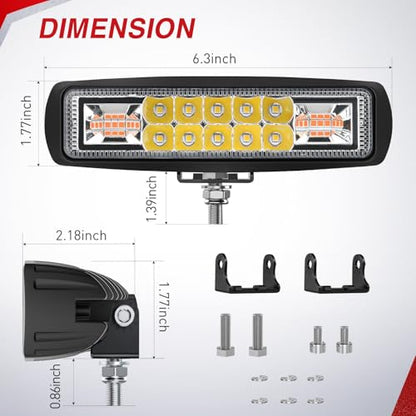 Nilight LED Light Pods 2PCS 6 Inch 60W Amber White 3 Lighting Modes - color: 60W Led Pods 2Pcs Amber White