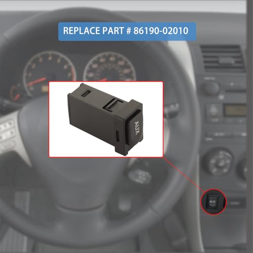 86190-02010 Aux Port Input Auxiliary Jack Adapter Compatible with Toyota 09-13 Corolla 07-14 Tundra 09-12 Tacoma 09-11 RAV4 10-11 Highlander 08-10 Avalon 08-14 Sequoia