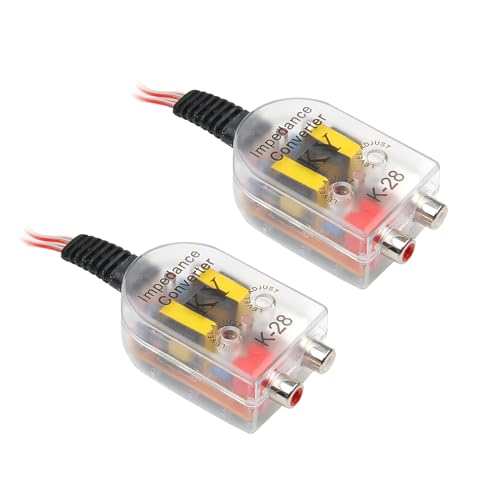 2 PCS Car High Frequency to Low Frequency Output Converter, Speaker Output to RCA Line Control Audio Signal Adapter, CD Player High and Low Modified Audio Wiring, Universal Car (Transparent)