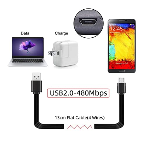 chenyang USB 2.0 Short Flat Cable, USB 2.0 Type A Male to Micro USB Male 4 Wires 5V 2A Charge Data Extension Silicone Cable 4 Wires 30AWG 13cm - style: USB 2.0 Type-A to Micro USB