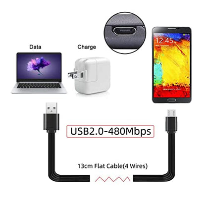 chenyang USB 2.0 Short Flat Cable, USB 2.0 Type A Male to Micro USB Male 4 Wires 5V 2A Charge Data Extension Silicone Cable 4 Wires 30AWG 13cm - style: USB 2.0 Type-A to Micro USB
