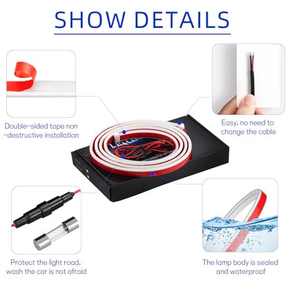 Car Hood Light Strip, 79" Waterproof LED DRL Dynamic Scan (Blue) - color: blue, size: 79 Inches