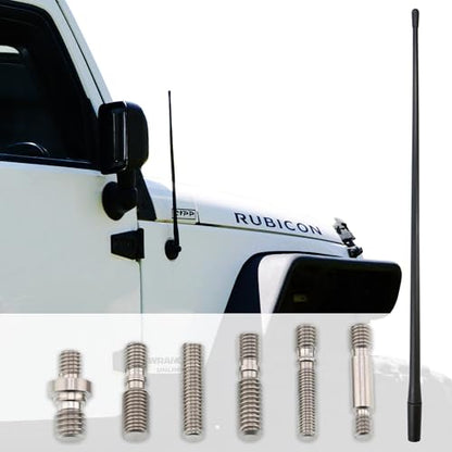 Votex Black Short Rubber 17-Inch Universal Car Antenna Kit - Durable, Flexible Outdoor FM Radio Antenna for Cars, Trucks, SUVs - Easy Installation, Stainless Steel Threads, Enhanced Reception