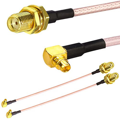 TUOLNK 2PCS SMA to MMCX Coax Cable, SMA Female to MMCX Male Right Angle 90 Degree Extension Coax Cable 4inch(10cm) Extender for Antenna, Radios - size: 4inch SMA Female