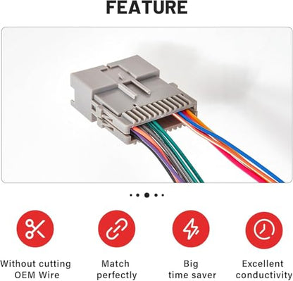RED WOLF Car Stereo Radio Wiring Harness Connector Adapter Compatible with Select Buick CX Cadillac Escalade Pontiac Isuzu 2000-2010 Install Aftermarket CD Player Receiver