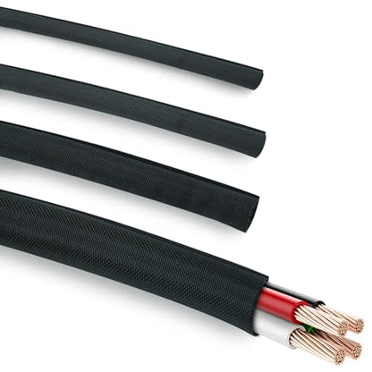 118 Inch Braided Wire Loom Cable Management, Self-Wrap Cord Protectors from Pets No Chew,Black Cord Cover Hide Computer Cords On Desk, (1"-10ft) - size: 1"-10ft