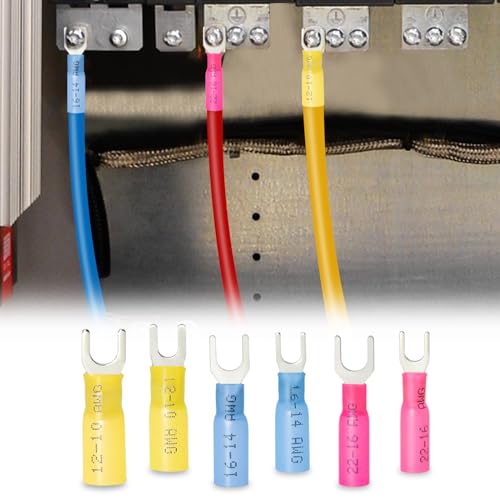 80PCS #10 Heat Shrink Fork Connectors, 12-10AWG Fork Terminal - size: 12-10AWG, style: #10