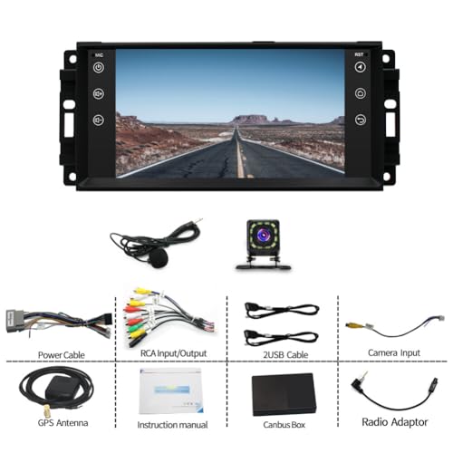 PHEZEN 7 inch Touchscreen Car Stereo for Dodge Dakota 2005-2011, Android 13 Double Din Car Radio with Carplay & Android Auto in-Dash Navigation BT Mirror Link WiFi Backup Camera 2+32G - style: 2+32GB