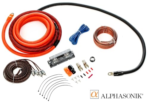 Alphasonik AAK0G Premium 0-Gauge Complete Car Amplifier Installation Kit Hyper-Flex Power, Ground, Speaker Wire RCA Cable - Exceeds AWG (American Wire Gauge) Standard Element Certified Amp Install Kit - size: 0-Gauge Amp Kit
