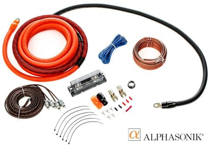 Alphasonik AAK0G Premium 0-Gauge Complete Car Amplifier Installation Kit Hyper-Flex Power, Ground, Speaker Wire RCA Cable - Exceeds AWG (American Wire Gauge) Standard Element Certified Amp Install Kit - size: 0-Gauge Amp Kit