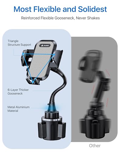 andobil Upgraded, Solidest 15in Cup Phone Holder for Car, Stable & Adjustable, Long Gooseneck Car Phone Holders for Your Car Truck Fit for iPhone 17 Pro Max 16 15 14 13 Pro Max, Grey - color: Gooseneck-Grey