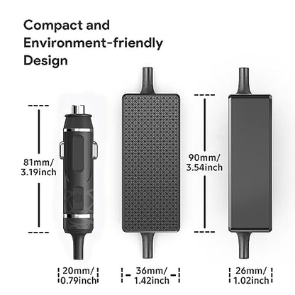 HKY 140W 135W 130W 100W 95W 90W USB-C Laptop Car Charger PD3.1 12V-24V DC Adapter for MacBook Pro 16" /MacBook Air,Dell XPS/Latitude/Precision/Chromebook,Lenovo,HP,Asus,Toshiba/Steam Deck/Tablet/Phone