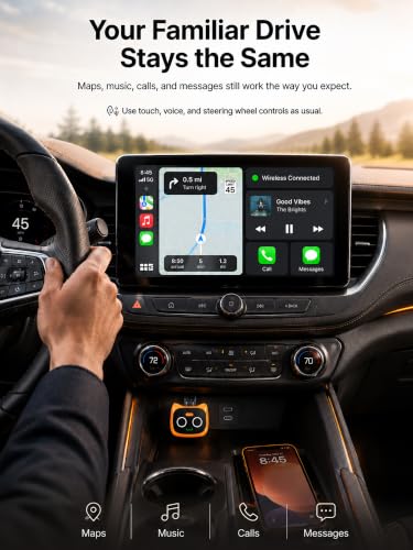 Wireless CarPlay & Android Auto Adapter, Two-Phone Switch Button