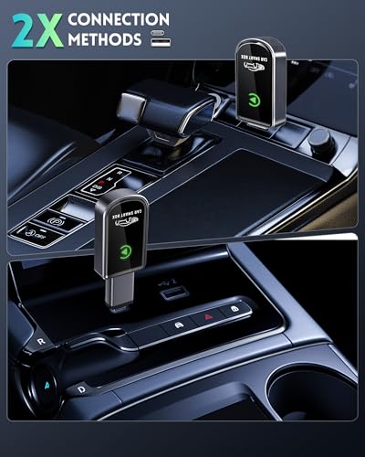 Amzfeel Wireless Carplay Adapter for Apple iPhone, Mini Bluetooth Dongle Convert Factory Wired to Wireless Car Play Plug & Play Auto Connect, Low Latency, GPS for iOS 10+ & Cars 2015+ (Brushed Gery)