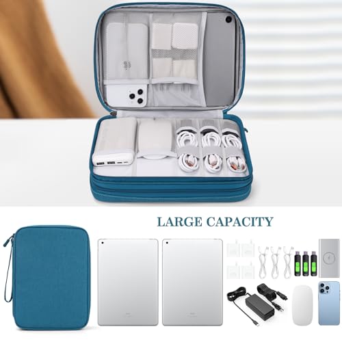 FYY Electronic Organizer, Travel Tech Pouch Bag, Extra Large, Dark Green - color: Dark Green, size: 10.8 x 8 x 3.15 inches