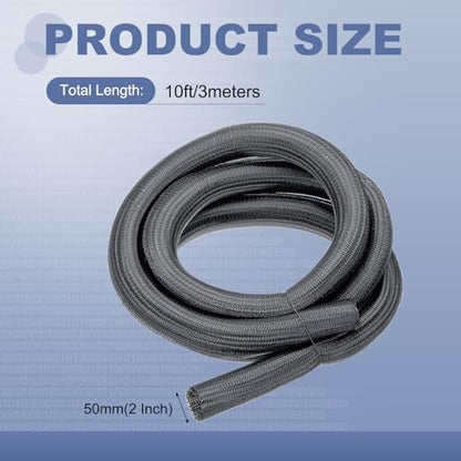 MECCANIXITY Split Sleeve Wire Loom 2" 10Ft Grey Self Wrapping Braided Sleeve UL94-V2 Fireproof PET Sleeving for Automotive, Home Cable Management - color: Grey, size: 2" x 10Ft
