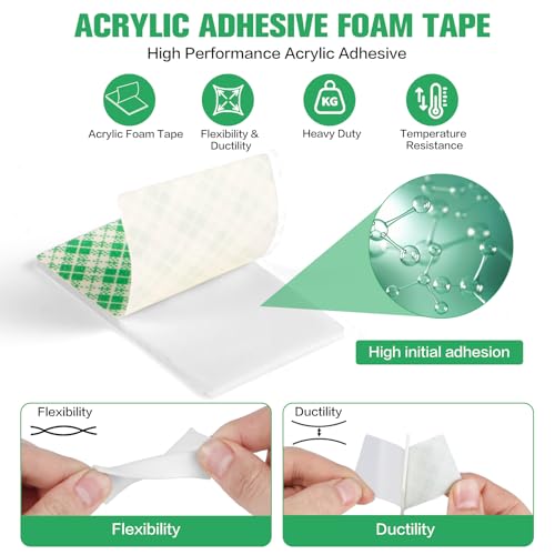 Double Sided Foam Tape Pads, 48Pcs Double Coated Pre-Cut Rectangles Mounting, 2mm Thick Heavy Duty White Polyurethane Foam with High Tack Adhesive for Crafts, Home, Outdoor Signs& Car (50x30mm) - color: 50*30mm Rectangle