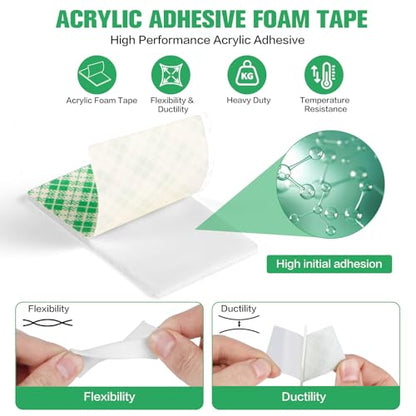 Double Sided Foam Tape Pads, 48Pcs Double Coated Pre-Cut Rectangles Mounting, 2mm Thick Heavy Duty White Polyurethane Foam with High Tack Adhesive for Crafts, Home, Outdoor Signs& Car (50x30mm) - color: 50*30mm Rectangle