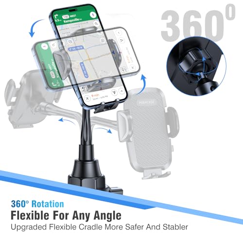 miracase Cup Holder Phone Mount for Car, Universal Phone Holders for Your Car, Gooseneck Adjustable Car Cup Cell Phone Mount for iPhone Samsung Google and All 4.0-7.2 inches Smartphones - color: Gooseneck