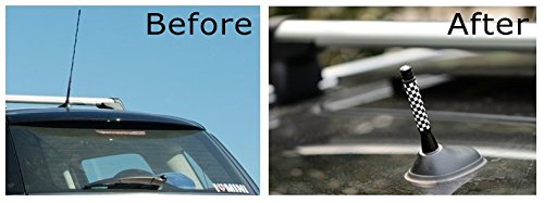 iJDMTOY 3-Inch Black/White Union Jack Theme Short Antenna Compatible with Mini Cooper (All Models) & More Other Cars - color: Black/White