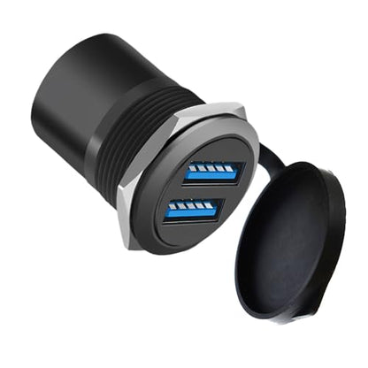 Dual USB3.0 Female-Female Panel Adapter with Dust Cover (1-Pack Black) - color: 1-Pack Black