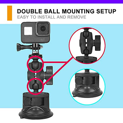 Car Windshield Suction Cup Mount for Insta360 ACE Pro X6 X5 X4 X3 X2 X R RS GO 2 3, GoPro Hero Max Fusin 12 11 Accessories and DJI OSMO Action Camera Dash Cam Holder