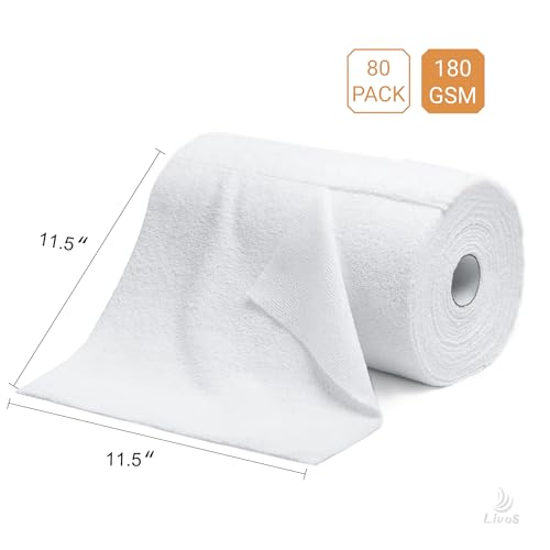 LIVOS Microfiber Cleaning Cloth Roll - 80 Pack, Reusable Paper Towels, White Tear Away, Microfiber Towels for Car, Super Absorbent Lint Free Cleaning Rags for House, Kitchen,Window- 11.5"x11.5" - color: White