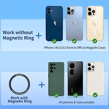 VRIG MG-15 Magnetic Rear View Mirror Phone Holder for car [Big Rear Mirrors Friendly],Magsafe Hands Free 360 Rotating Strong Magnet Cell Phone Mount Fit for iPhone 16/1514/13/12 Series