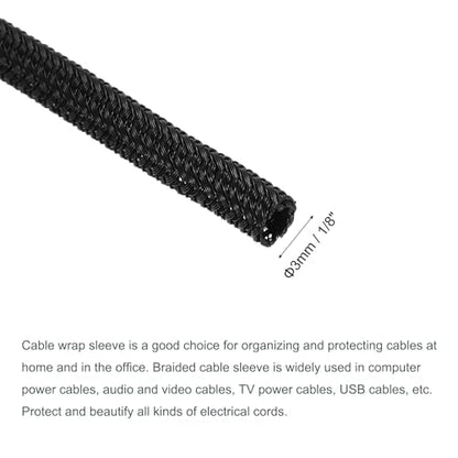 MECCANIXITY Split Sleeve Wire Loom 1/8" 25Ft Black Self Wrapping Braided Sleeve UL94-V2 Fireproof PET Sleeving for Automotive, Home Cable Management - color: Black, size: 1/8 Inch x 25Ft