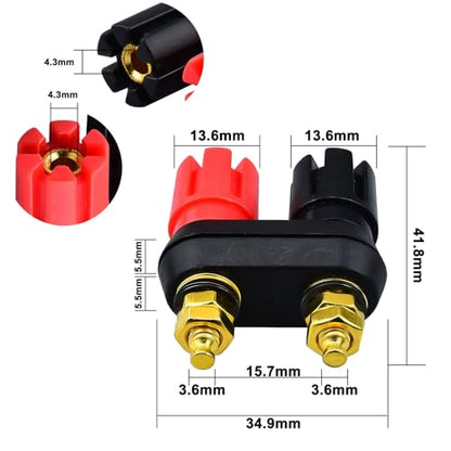 4mm Speaker Binding Posts, Female Banana Jacks for Panel Mount, 2-Pack - color: 2-Way Banana Plugs