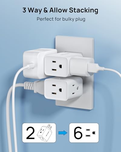 TROND Multi Plug Wall Outlet Extender 2 Pack, Small Outlet Splitter, White - color: White, size: 3 Prong, 2 Pack