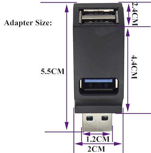 3-Port USB- A 3.0 Hub USB 3.0 A Male to 1 USB-3.0-A and 2 USB2.0 A Female Ports Splitter Adapter for Laptop, Car, Keyboard, Mobile Hard Disk, U Disk, Camera, Mouse, etc(2 Pack/Black) - color: Black