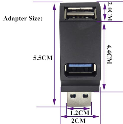 3-Port USB- A 3.0 Hub USB 3.0 A Male to 1 USB-3.0-A and 2 USB2.0 A Female Ports Splitter Adapter for Laptop, Car, Keyboard, Mobile Hard Disk, U Disk, Camera, Mouse, etc(2 Pack/Black) - color: Black