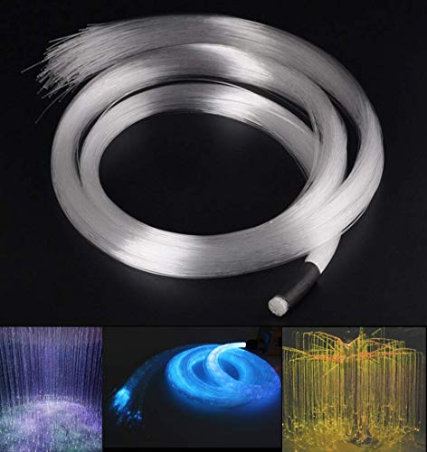AZIMOM PMMA Plastic Flash Point Fiber Optic Strands 100PCS 0.04IN 9.8ft Side Glow Curtain Waterfall Optical Fiber Cables for LED Light Engine Driver Source Decoration - size: 100pcs*0.04in*9.8ft
