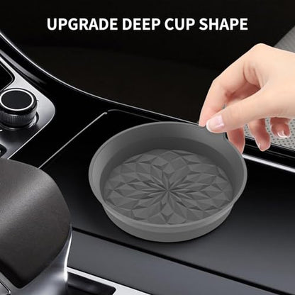 ME.FAN Car Cup Coasters [4 Pack] Silicone Cars Coasters - Universal Non-Slip Recessed Interior Accessories - Cup Holder Inserts Deep Grey - color: 4pack-deep Grey