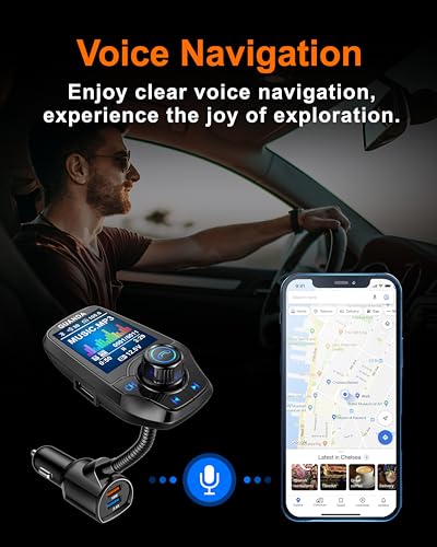 Bluetooth FM Transmitter for Car, 1.8" Display, AUX in/Out, 18W Fast Charge - color: 18W/5V-Black