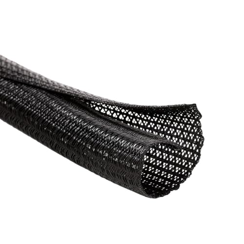 MGI SpeedWare Braided Split-Sleeve Wire Loom for High-Temperature Automotive Harness and Home Cable Management 25 feet (1/2") - color: Black, size: 1/2" - 25ft