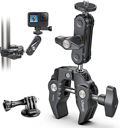 ULANZI Super Clamp Camera Clamp Mount Monitor 360° Ballhead Magic Arm Double Ball Head Adapter with 1/4"-20 & 3/8"-16 Thread for Canon Nikon DSLR Camera/Gopro/LED Lights/Ronin-M/Ronin MX/Freefly MOVI - size: Gopro Adapter Kit