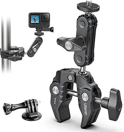 ULANZI Super Clamp Camera Clamp Mount Monitor 360° Ballhead Magic Arm Double Ball Head Adapter with 1/4"-20 & 3/8"-16 Thread for Canon Nikon DSLR Camera/Gopro/LED Lights/Ronin-M/Ronin MX/Freefly MOVI - size: Gopro Adapter Kit