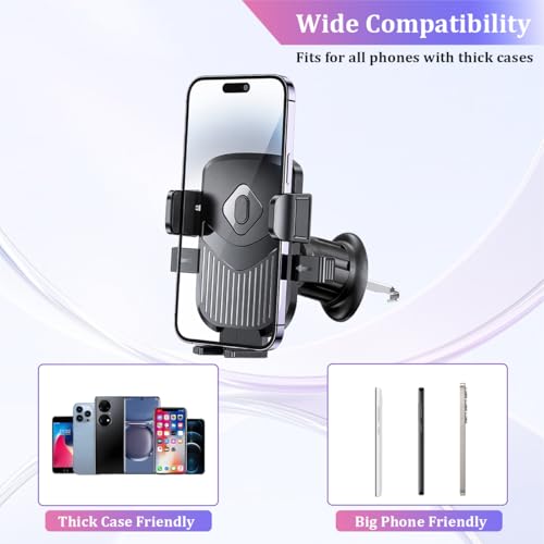 Car Phone Holder, Strong Suction Vehicle Windshield Air Vent Cellphone Mount Cradle, Adjustable Hands Free Automotive Smartphone Stand Accessories, Universal Fit (Black) - color: Black